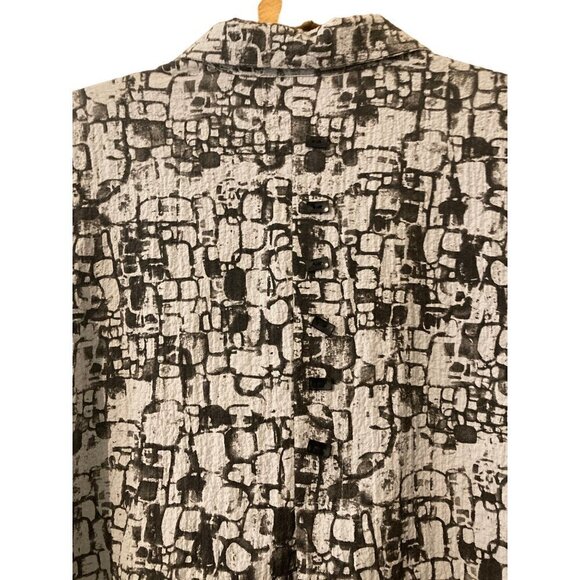 Habitat Women's Textured Fun Button Down High Low Shirt Collar Multi Grey Small - Picture 10 of 14